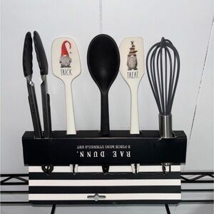 Rae Dunn Black and White Utensil Set with Gnome Design